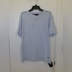 Rodd & Gunn Henley style baby blue/grey short sleeve